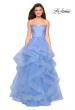 Picture of: Strapless Tulle Prom Gown with Lace Embellishments in Cloud Blue, Style: 27620, Detail Picture 8
