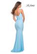 Picture of: Soft Jersey Ruched Dress with Draped Neckline in Cloud Blue, Detail Picture 8