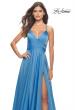 Picture of: Chiffon Prom Dress with Ruched Bodice and Slit in Cloud Blue, Style: 30840, Detail Picture 9
