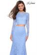 Picture of: Stretch Lace Long Sleeve Two Piece Prom Dress in Cloud Blue, Style: 27601, Detail Picture 10