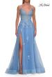 Picture of: Floral Beaded Tulle Gown with Slit and Lace-Up Back in Cloud Blue, Style: 33716, Detail Picture 11