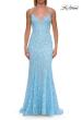Picture of: Lace Fitted Gown with Sheer Back and Spaghetti Straps in Cloud Blue, Style: 33452, Detail Picture 12