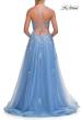 Picture of: Floral Beaded Tulle Gown with Slit and Lace-Up Back in Cloud Blue, Style: 33716, Detail Picture 12