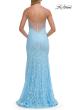 Picture of: Lace Fitted Gown with Sheer Back and Spaghetti Straps in Cloud Blue, Style: 33452, Detail Picture 13