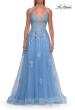 Picture of: Floral Beaded Tulle Gown with Slit and Lace-Up Back in Cloud Blue, Style: 33716, Detail Picture 13