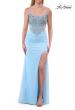 Picture of: Embroidered Corset Gown with Sheer Bodice and High Slit in Cloud Blue, Style: 33783, Detail Picture 13