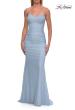 Picture of: Strapless Mesh Evening Gown with Ruching and Sheer Beaded Back in Cloud Blue, Style: 33431, Detail Picture 14