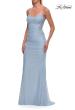 Picture of: Strapless Mesh Evening Gown with Ruching and Sheer Beaded Back in Cloud Blue, Style: 33431, Detail Picture 16