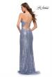 Picture of: Long Sequin Prom Dress with V Neck and Lace Up Back in Cloud Blue, Style 29913, Back Picture