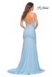Picture of: Jewel Embellished Long Jersey Gown with Train in Cloud Blue, Back Picture