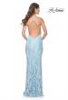 Picture of: Fitted Print Sequin Pastel Prom Dress in Cloud Blue, Style: 31944, Back Picture