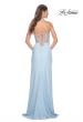 Picture of: Fitted Jersey Gown with Pretty Beaded Rhinestone Illusion Bodice in Cloud Blue, Style: 32089, Back Picture