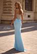 Picture of: Prom Dress with Corset Top and Sheer Illusion Back in Cloud Blue, Style 32962, Back Picture