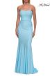 Picture of: Strapless Fitted Jersey Evening Gown with Ruching in Cloud Blue, Style: 33403, Detail Picture 20