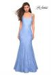 Picture of: Stretch Lace Mermaid Prom Dress with Cut Out Back in Cloud Blue, Style: 27484, Back Picture