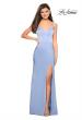 Picture of: Form Fitting Prom Dress with Slit and Beaded Straps in Cloud Blue, Style: 27519, Detail Picture 1