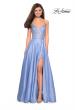 Picture of: Long Mikado Gown with Rhinestone Bodice and Slit in Cloud Blue, Style: 27634, Detail Picture 1