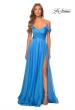 Picture of: Off the Shoulder Chiffon Dress with Scoop Back in Cloud Blue, Style: 28942, Detail Picture 1