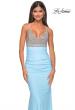 Picture of: Neon Ruched Jersey Dress with Rhinestone Mesh Draped Top in Cloud Blue, Style: 32320, Detail Picture 1