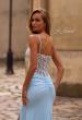Picture of: Unique Floral Lace Top with Jersey Skirt Prom Dress in Cloud Blue, Style: 32957, Detail Picture 1