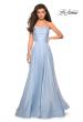 Picture of: Strapless Satin Gown with Ruching and Pockets in Cloud Blue, Style: 27130, Detail Picture 2