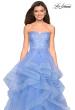Picture of: Strapless Tulle Prom Gown with Lace Embellishments in Cloud Blue, Style: 27620, Detail Picture 2