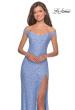 Picture of: Beaded Lace Prom Dress with Off the Shoulder Detail in Cloud Blue, Style: 28301, Detail Picture 2