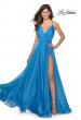 Picture of: Chiffon Prom Dress with Pleated Bodice and Pockets in Cloud Blue, Style: 28611, Detail Picture 2