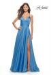 Picture of: Chiffon Prom Dress with Ruched Bodice and Slit in Cloud Blue, Style: 30840, Detail Picture 2