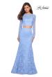 Picture of: Stretch Lace Long Sleeve Two Piece Prom Dress in Cloud Blue, Style: 27601