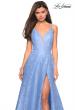 Picture of: Lace Prom Dress with Illusion Neckline and Slit in Cloud Blue, Style: 27612, Detail Picture 3
