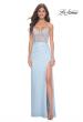 Picture of: Fitted Jersey Gown with Pretty Beaded Rhinestone Illusion Bodice in Cloud Blue, Style: 32089, Detail Picture 3