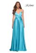 Picture of: Bright Satin Gown with Criss-Cross Ruched Top in Blue, Style: 30662, Detail Picture 4