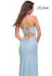 Picture of: Long Pastel Dress with Flattering Ruching and Slit in Cloud Blue, Detail Picture 5