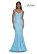 Picture of: Ruched Jersey Mermaid Prom Dress with Rhinestone Neckline in Cloud Blue, Style: 32918, Detail Picture 5