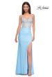 Picture of: Unique Floral Lace Top with Jersey Skirt Prom Dress in Cloud Blue, Style 32957, Detail Picture 5