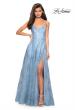 Picture of: Lace Prom Dress with Floral Detail and Side Leg Slit in Cloud Blue, Style: 27704, Detail Picture 6