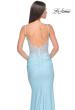 Picture of: Illusion Lace V Neck Top with Jersey Skirt Dress in Bright Colors in Cloud Blue, Style: 31128, Detail Picture 6