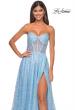 Picture of: Sequin Rhinestone A-Line Tulle Sweetheart Gown with Lace Up Back in Cloud Blue, Style: 32136, Detail Picture 6