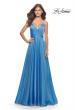 Picture of: Chiffon Prom Dress with Ruched Bodice and Slit in Cloud Blue, Style: 30840, Detail Picture 7