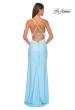 Picture of: Rhinestone Rose Detail Jersey Dress with Draped Neckline in Cloud Blue, Style: 31574, Detail Picture 7