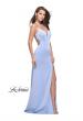 Picture of: Long Jersey Prom Dress with Plunging Neckline and Beading in Cloud Blue, Style: 25398, Main Picture