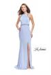 Picture of: Long Jersey Prom Dress with High Neck and Cut Outs in Cloud Blue, Style: 26069, Main Picture