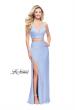 Picture of: Satin Two Piece Prom Dress with Leg Slit and Racer Back in Cloud Blue, Style: 25599, Detail Picture 2