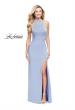 Picture of: Jersey Prom Gown with Metallic Beading and Leg Slit in Cloud Blue, Style: 25767, Detail Picture 2