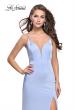 Picture of: Long Jersey Prom Dress with Plunging Neckline and Beading in Cloud Blue, Style: 25398, Detail Picture 4