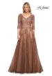 Picture of: A-line Tulle Gown with Floral Lace Detail and V-Neck in Cocoa, Style: 27908, Main Picture