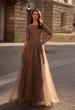 Picture of: Lace and Tulle A-line Gown with Three Quarter Sleeves, Style: 28036, Main Picture