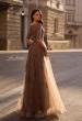 Picture of: Lace and Tulle A-line Gown with Three Quarter Sleeves, Style: 28036, Back Picture