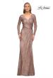 Picture of: Metallic Sequin Dress with Long Sleeves and V Neck in Brown, Style: 30310, Main Picture
